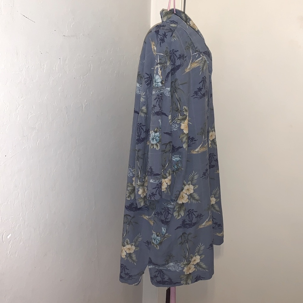 🎁Like New Vintage Jamaica Jaxx Men's Blue/White Silk Jamaican Shirt- Large - Picture 6 of 8